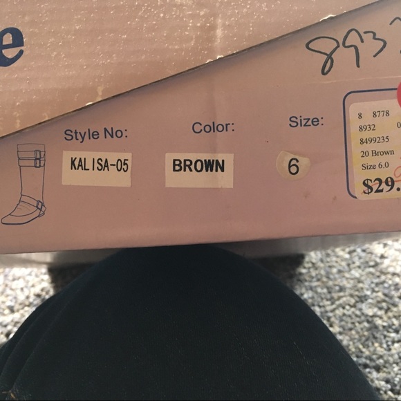 Mid Calf Brown Boots w/ Buckles - Picture 5 of 5